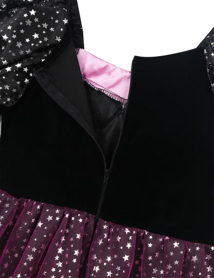 Girls Witch Halloween Costume Dress & Accessories (Age 3Y-10Y)