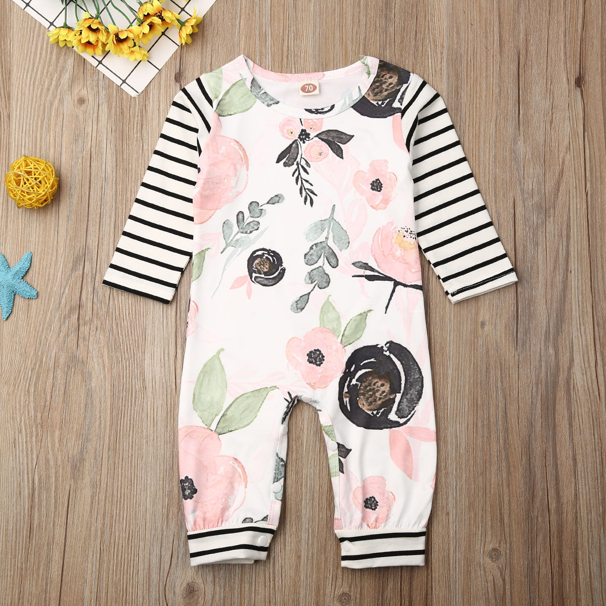 Baby Girls Floral Print Jumpsuit Babygro (Age 3m-12m)
