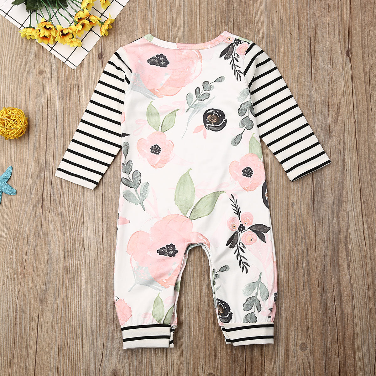Baby Girls Floral Print Jumpsuit Babygro (Age 3m-12m)