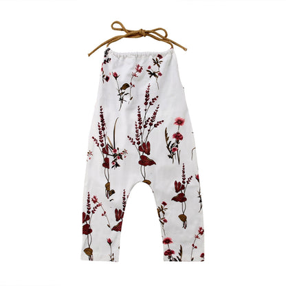 Girls Floral Print Jumpsuit (Age 12M-5YRS) White