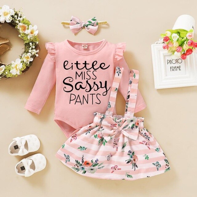Baby Girls Sassy Pants Bodysuit Pinafore Dress & Headband Set (Age 3m-12m) Pink