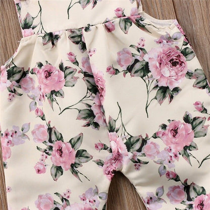 Baby Girls White & Pink Floral Romper (Age 6m-24m)