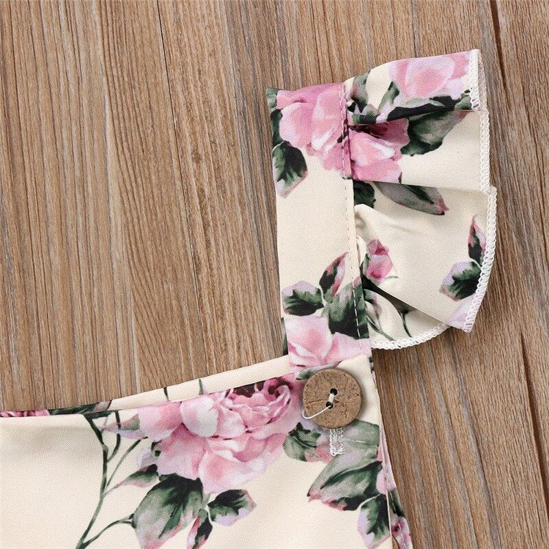 Baby Girls White & Pink Floral Romper (Age 6m-24m)