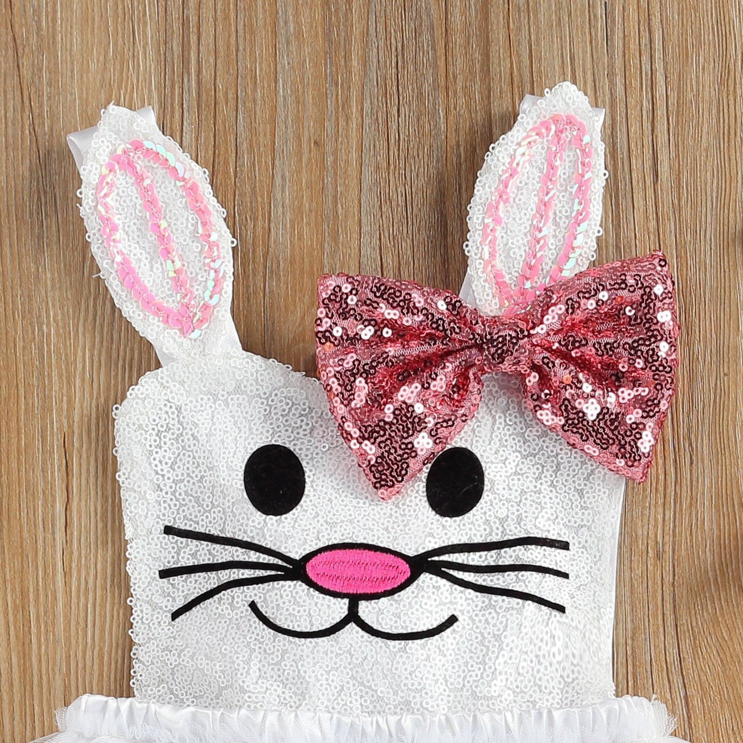Girls White Bunny Sequin Tutu Romper (Age 12M-3YRS)