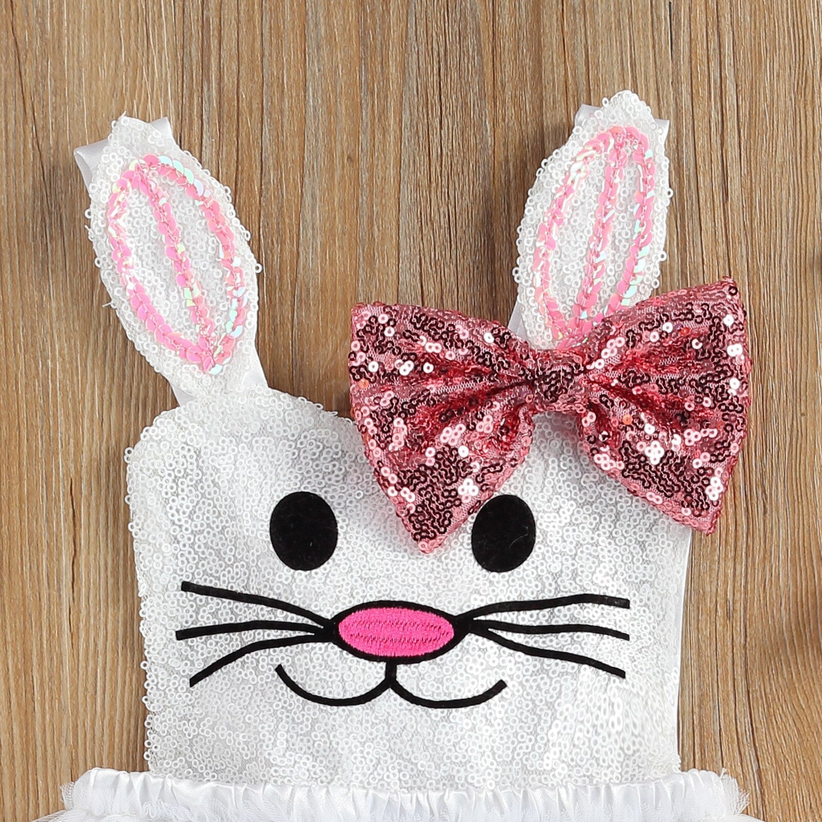 Girls White Bunny Sequin Tutu Romper (Age 12M-3YRS)