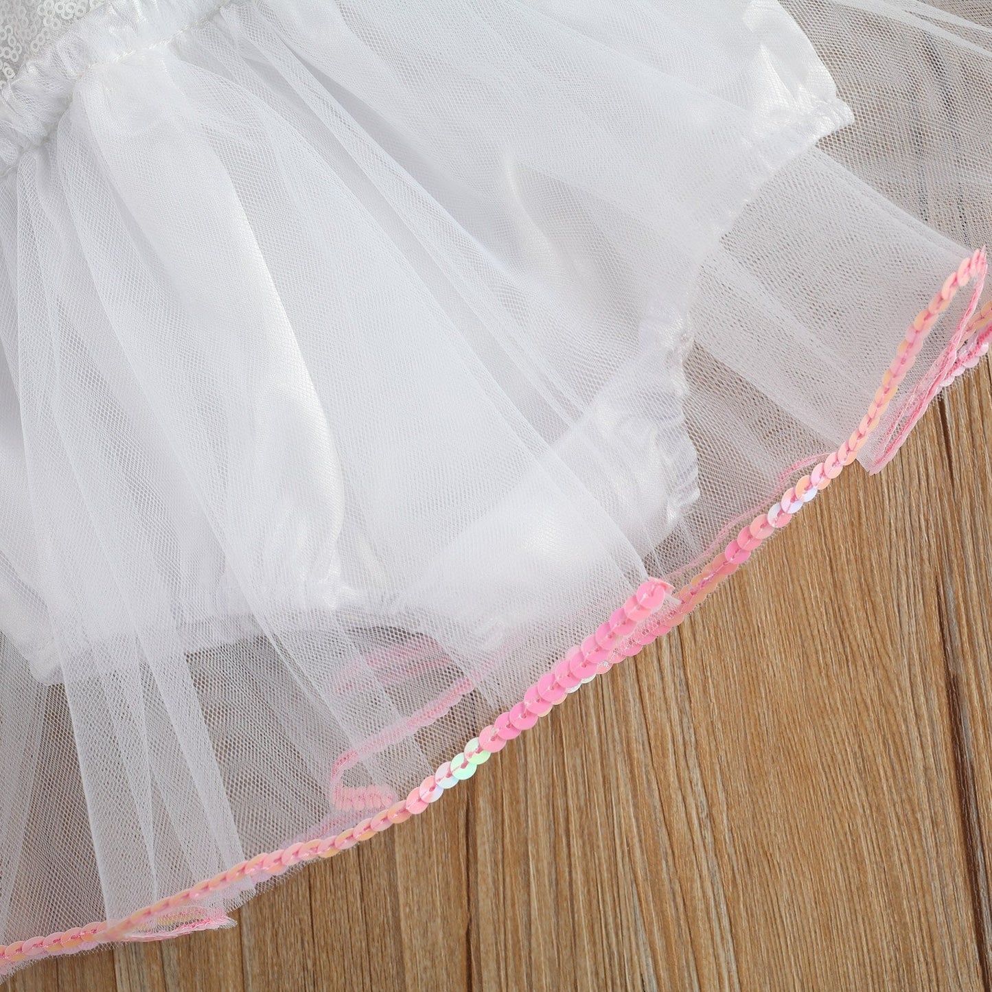 Girls White Bunny Sequin Tutu Romper (Age 12M-3YRS)