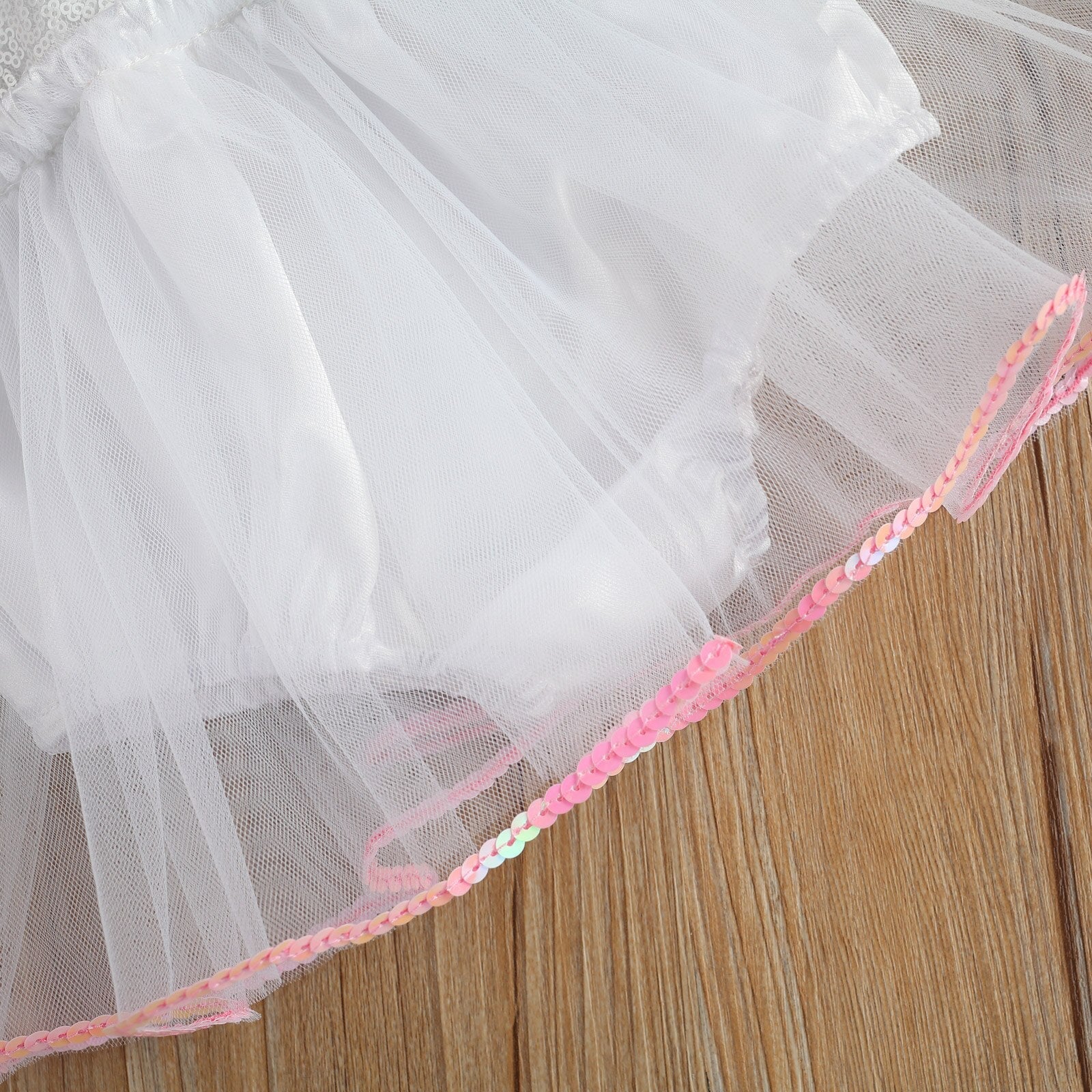 Girls White Bunny Sequin Tutu Romper (Age 12M-3YRS)