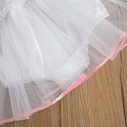 Girls White Bunny Sequin Tutu Romper (Age 12M-3YRS)