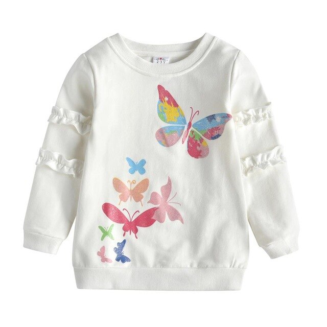 Girls White Butterfly Top (Age 3Y-8Y)