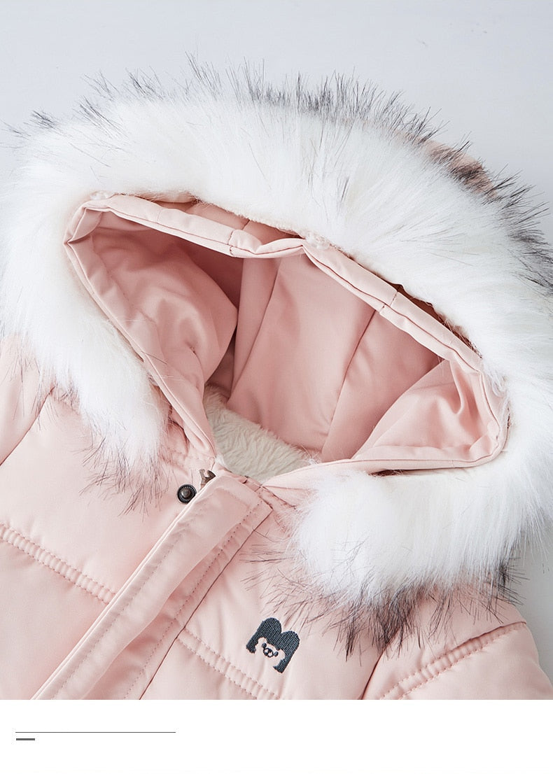 Baby Girls / Boys Hooded Fur Down Padded Jumpsuit (Age 3m-18m)
