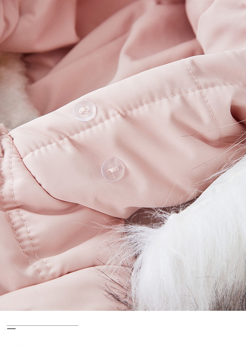 Baby Girls / Boys Hooded Fur Down Padded Jumpsuit (Age 3m-18m)