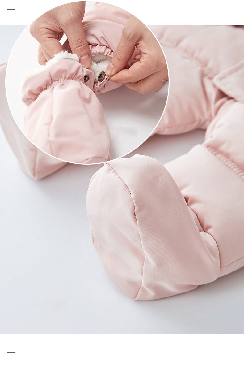 Baby Girls / Boys Hooded Fur Down Padded Jumpsuit (Age 3m-18m)