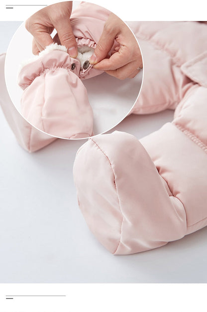 Baby Girls / Boys Hooded Fur Down Padded Jumpsuit (Age 3m-18m)