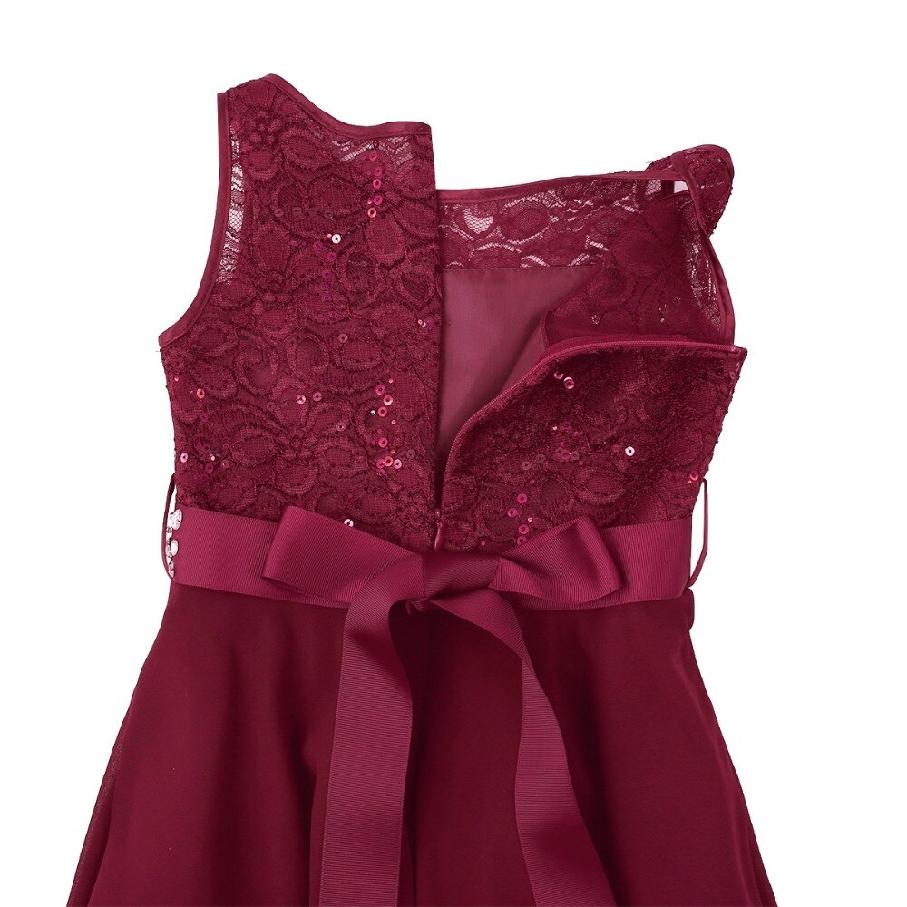 Girls Lace Embroidered Rhinestone Belt Tulle Dress (Age 24M-14YRS)