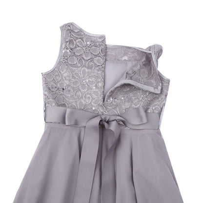 Girls Lace Embroidered Rhinestone Belt Tulle Dress (Age 24M-14YRS)