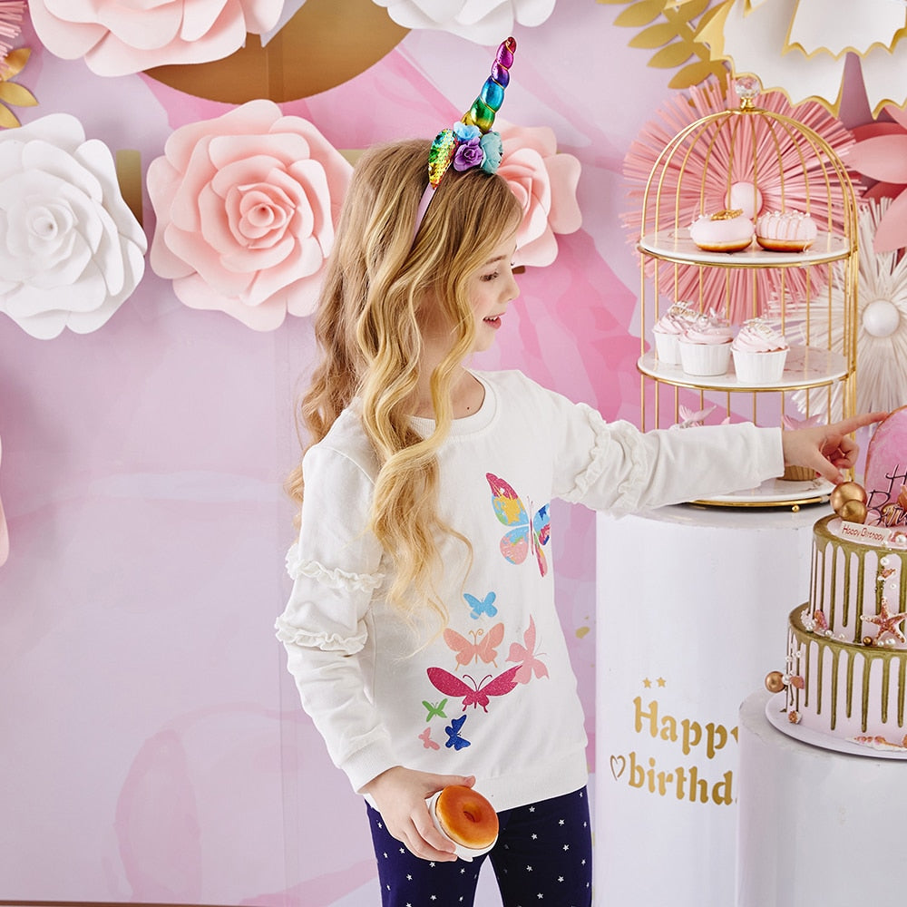 Girls White Butterfly Top (Age 3Y-8Y)
