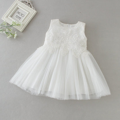 Baby Girls Floral Embroidered Tulle Dress (Age 3M-24M)