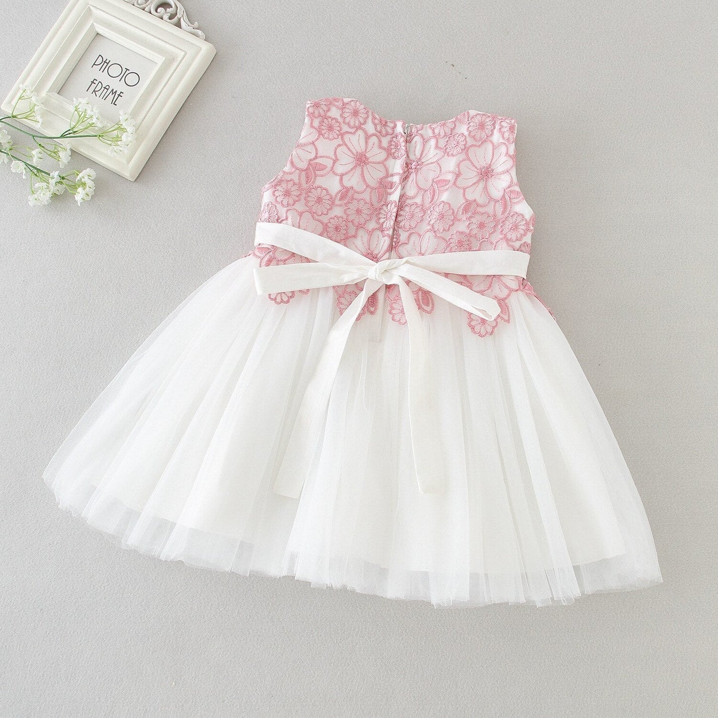 Baby Girls Floral Embroidered Tulle Dress (Age 3M-24M)