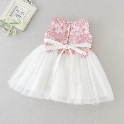 Baby Girls Floral Embroidered Tulle Dress (Age 3M-24M)