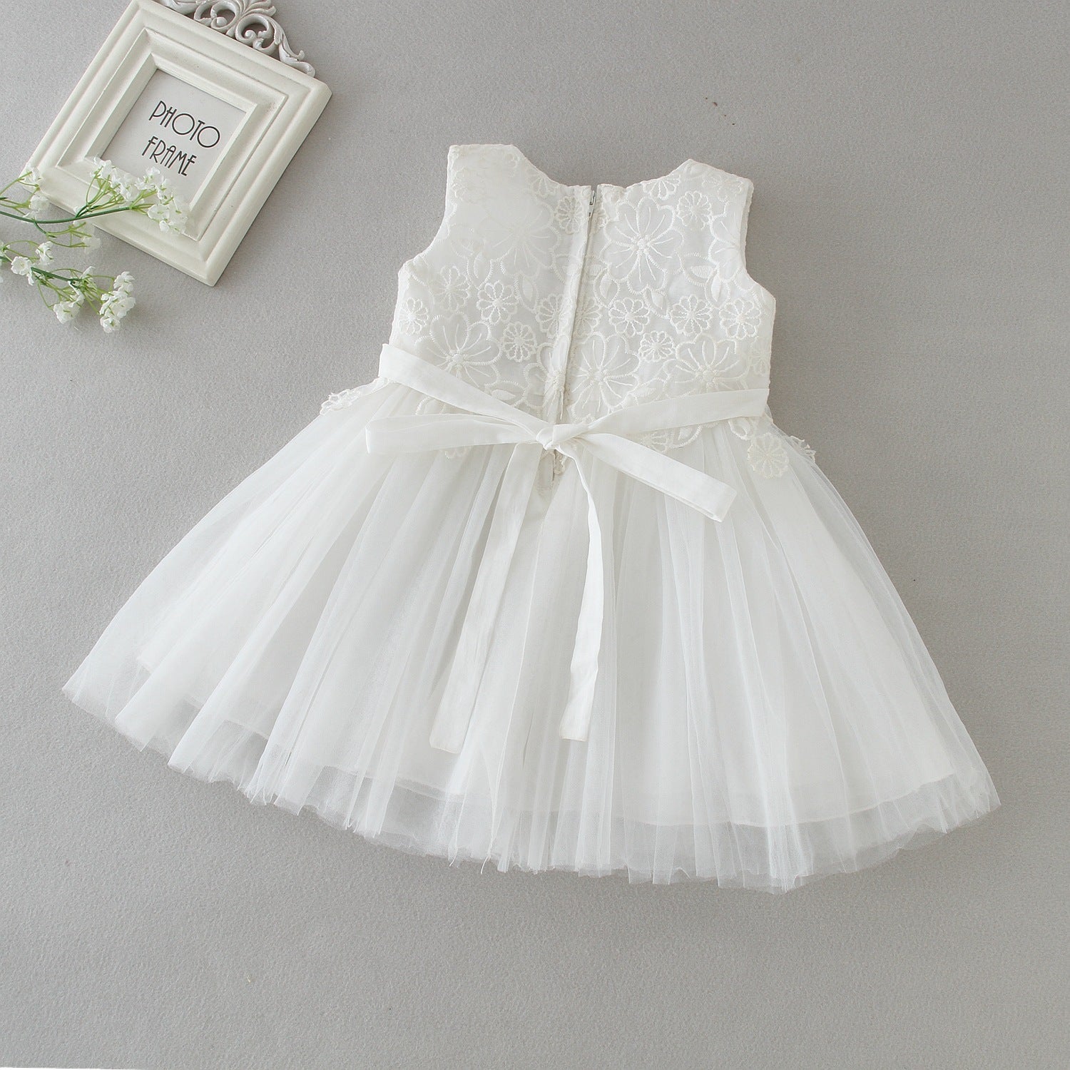 Baby Girls Floral Embroidered Tulle Dress (Age 3M-24M)