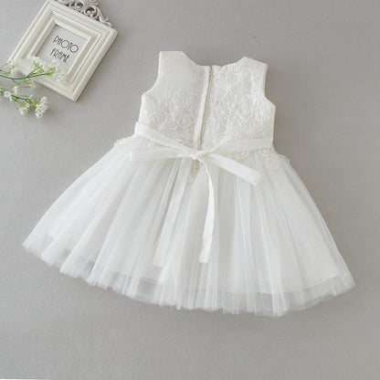 Baby Girls Floral Embroidered Tulle Dress (Age 3M-24M)