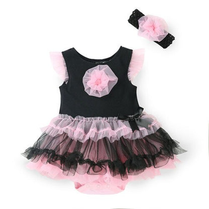 Baby Girls Ruffle Tutu Romper Dress (Age 3m-18m) Black
