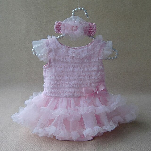 Baby Girls Ruffle Tutu Romper Dress (Age 3m-18m) Light Pink