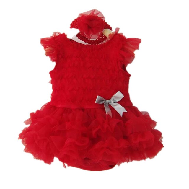 Baby Girls Ruffle Tutu Romper Dress (Age 3m-18m) Red