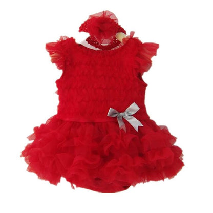 Baby Girls Ruffle Tutu Romper Dress (Age 3m-18m) Red