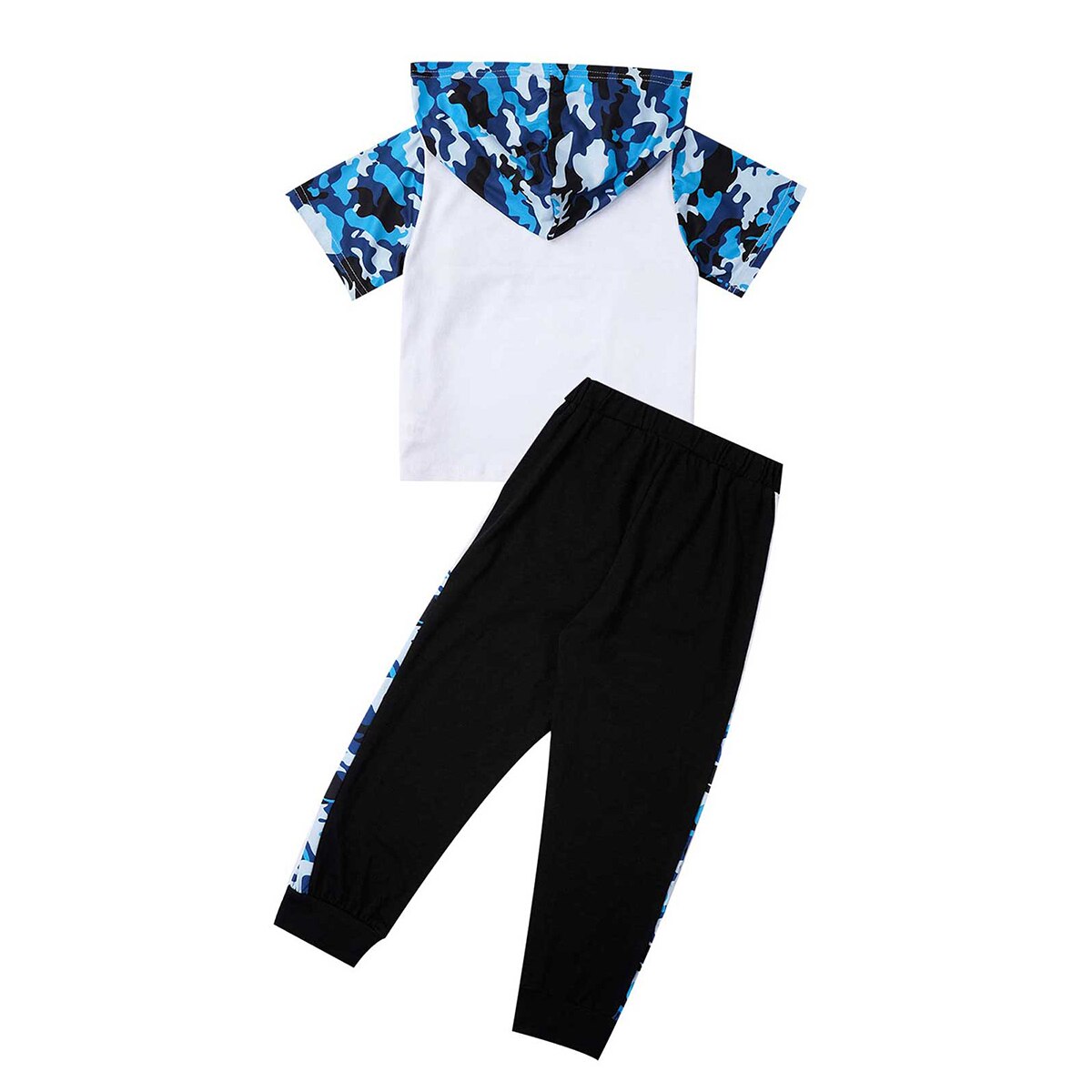 Boys Blue Camoflauge Hooded T-Shirt & Trousers Set (Age 24M-8YRS)