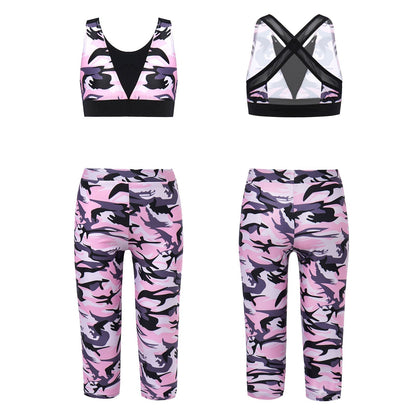 Girls Camouflage Tank Top & Cropped Legging Set (Age 4-14yrs)