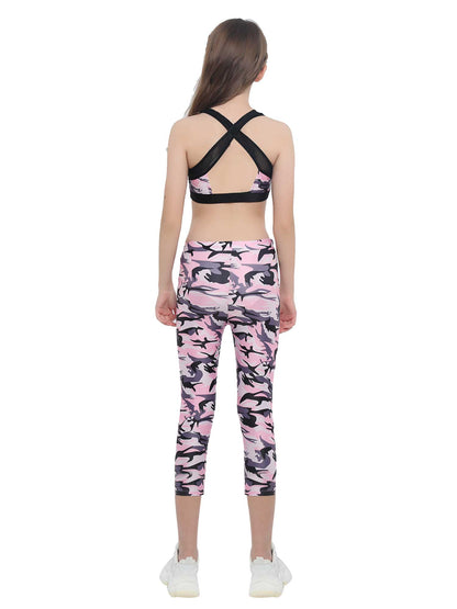 Girls Camouflage Tank Top & Cropped Legging Set (Age 4-14yrs)