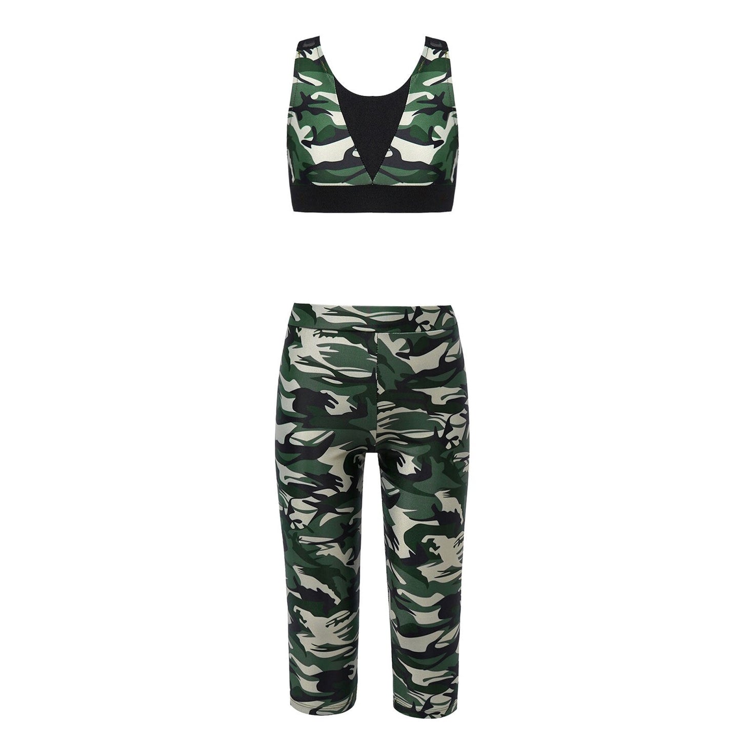 Girls Camouflage Tank Top & Cropped Legging Set (Age 4-14yrs)