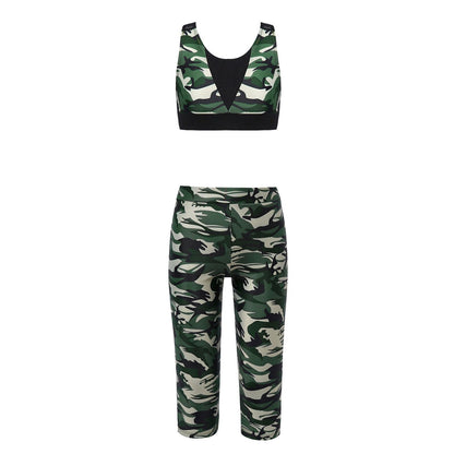Girls Camouflage Tank Top & Cropped Legging Set (Age 4-14yrs)