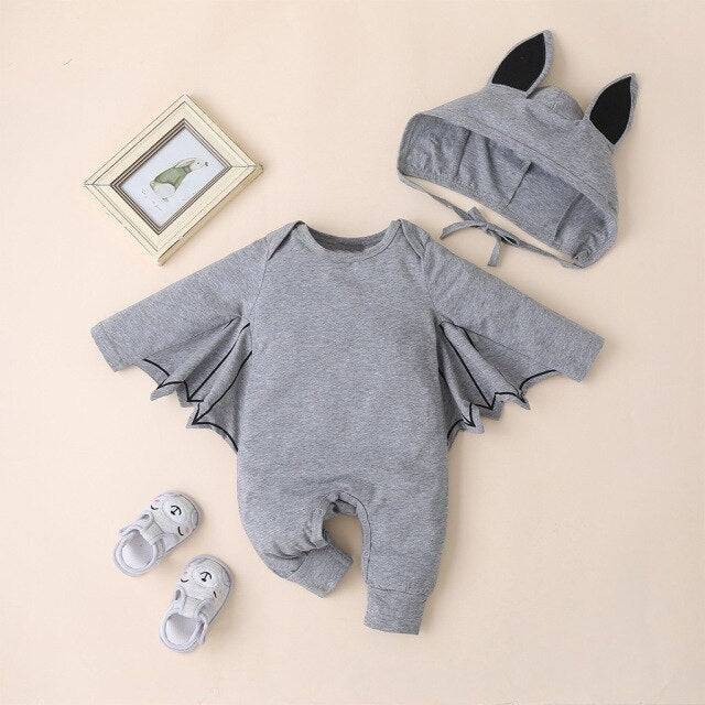 Baby Bat Halloween Costume (Age Newborn - 12M) Grey