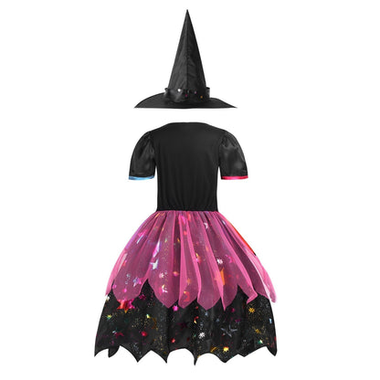 Girls Witch Halloween Costume Dress & Hat (Age 4-8YRS)