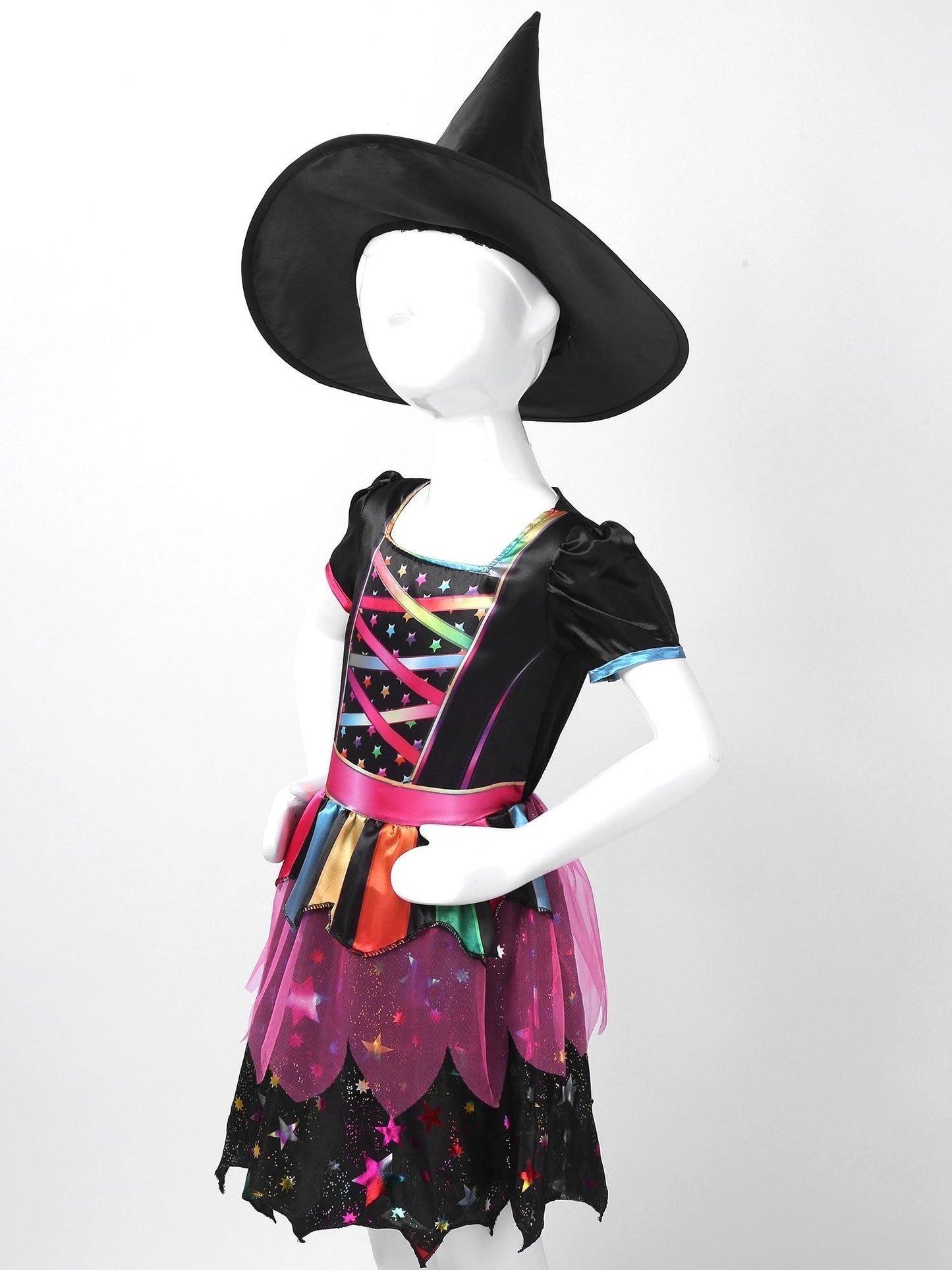 Girls Witch Halloween Costume Dress & Hat (Age 4-8YRS)