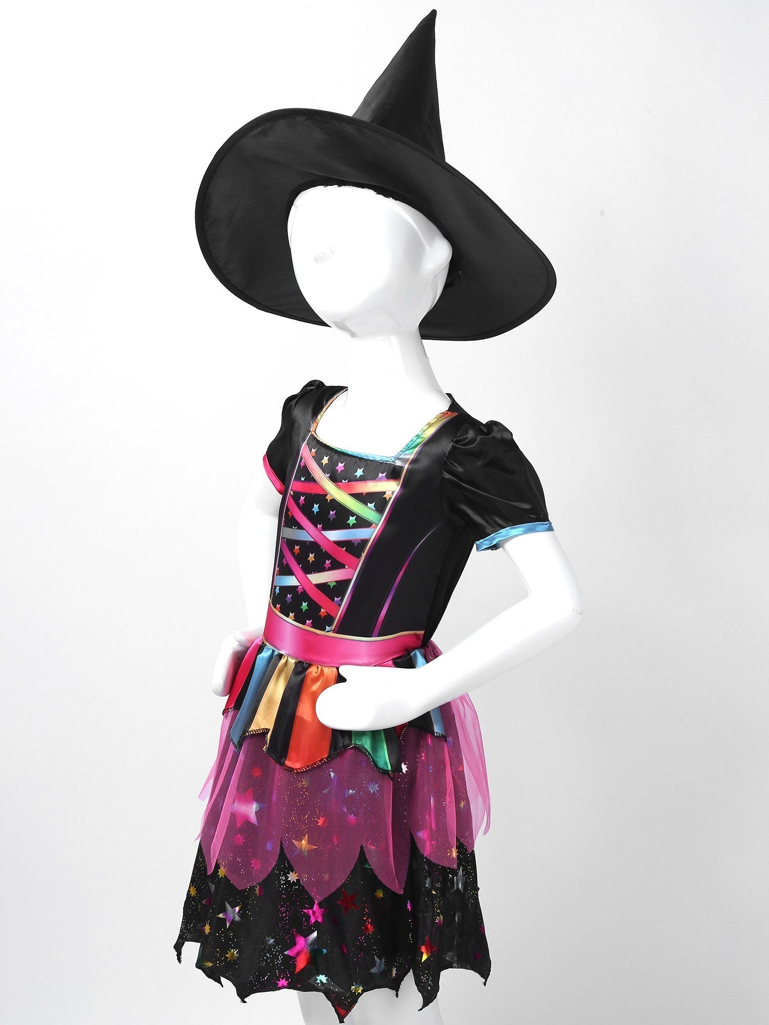 Girls Witch Halloween Costume Dress & Hat (Age 4-8YRS)