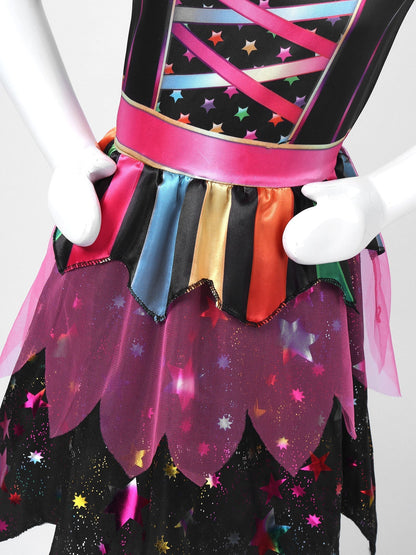 Girls Witch Halloween Costume Dress & Hat (Age 4-8YRS)