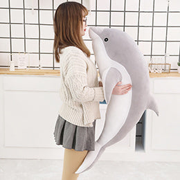 Large Plush Dolphin Pillow Stuffed Toy 30-140cm Grey