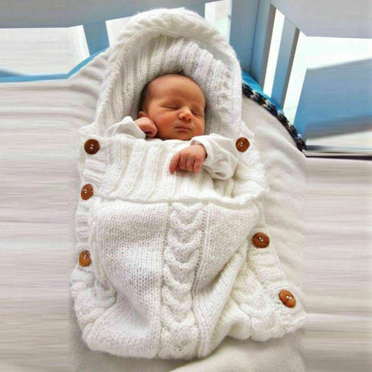 Baby Knitted Sleeping Swaddle Bed White