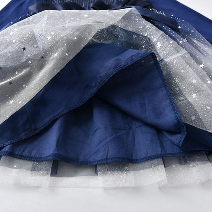 Girls Navy Long Sleeve Tulle Dress (Age 3-8YRS)
