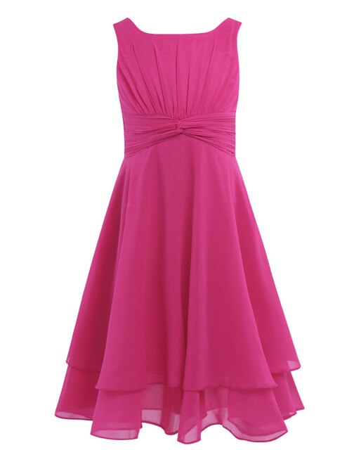 Girls Floaty Chiffon Party Dress (Age 4-14yrs) Hot Pink