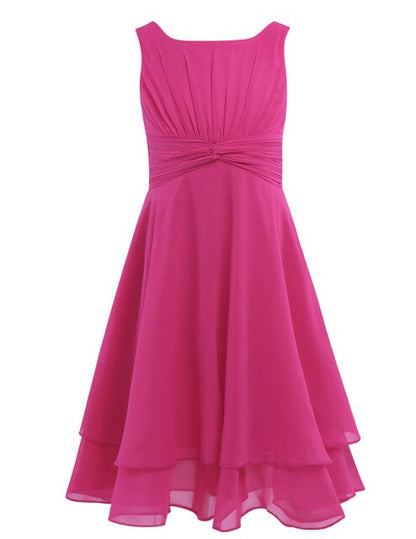 Girls Floaty Chiffon Party Dress (Age 4-14yrs) Hot Pink