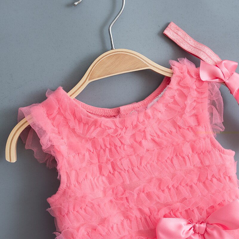 Baby Girls Pink Tutu Bodysuit Romper & Headband (Age 3m-24m)