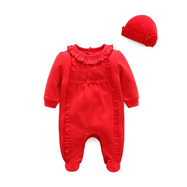 Baby Girls Onesie Babygro & Hat (Age 3M - 12M) Red